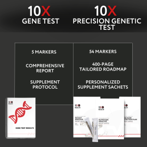 10X Health Precision Genetic Test – Analyze 54 genes to uncover personalized nutrition and fitness insights, including optimal nutrients, food recommendations, and diet optimization for improved health and performance.